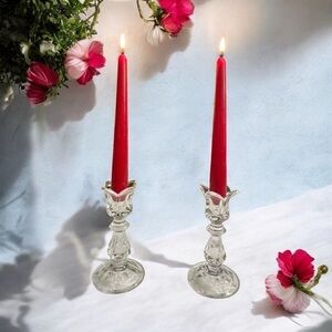 Vintage Gorham Crystal Tulip Floral Candlestick Holders West Germany Home decor